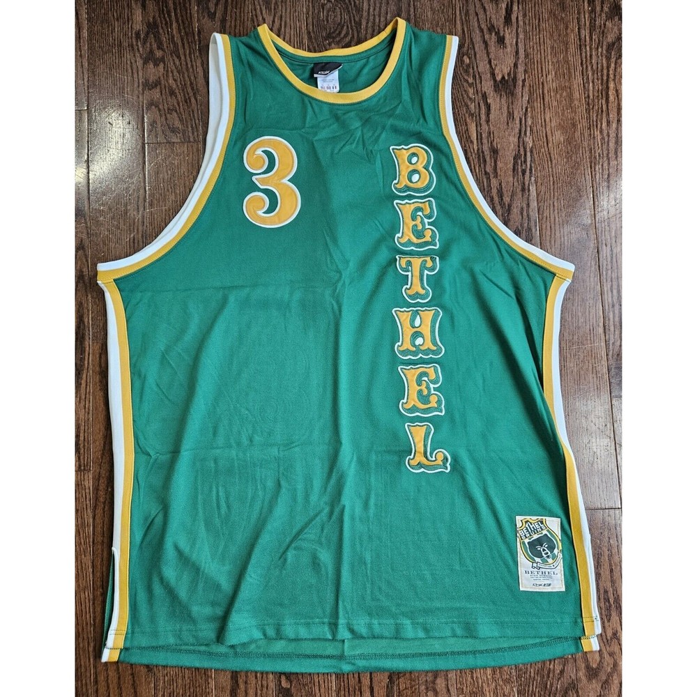 Reebok ALLEN IVERSON #3 Bethel Bruins High School Jersey Size 2XL Green RBK